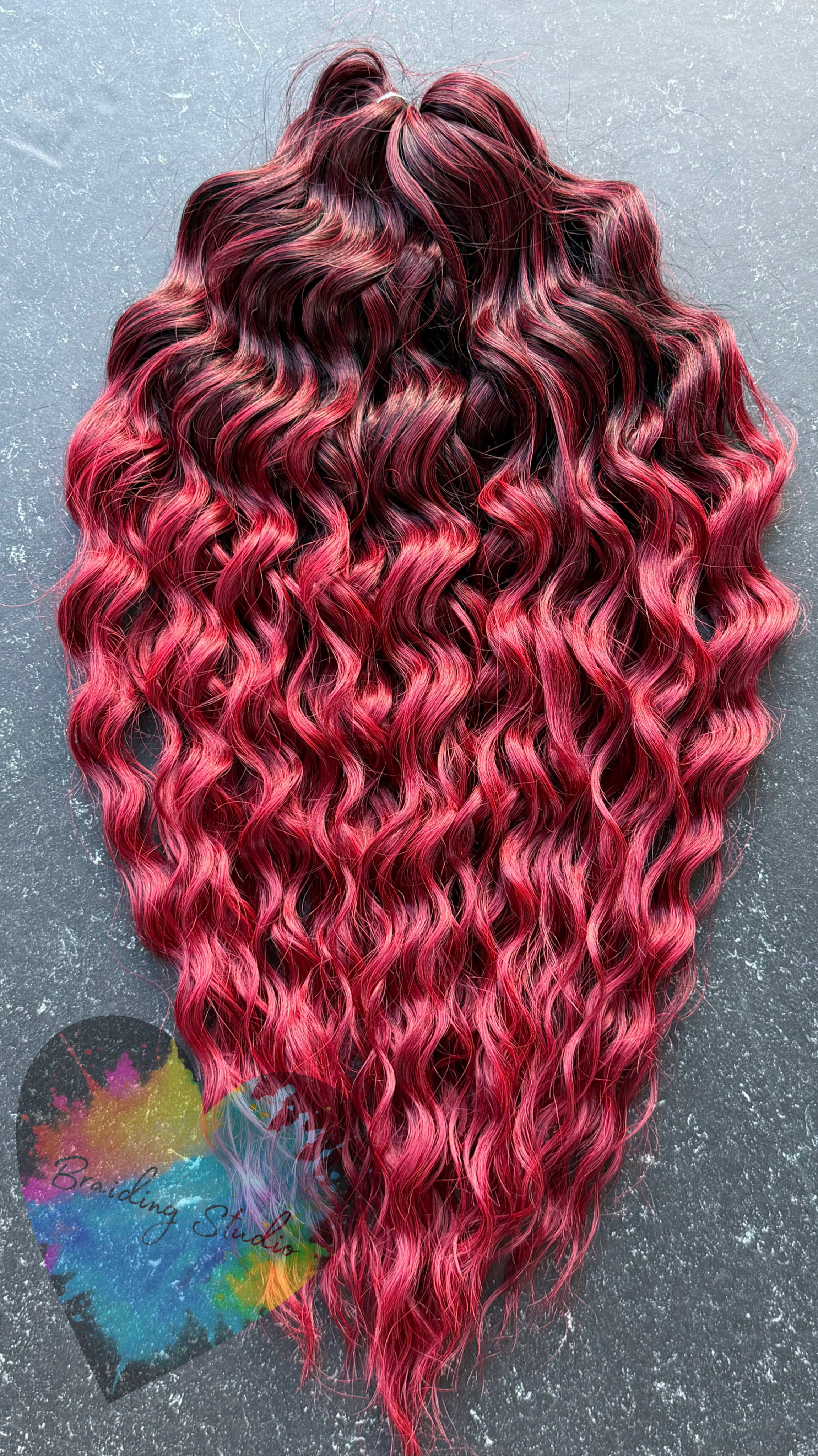 Kate 300 Gram 60 cm - Mørkerød Ombre